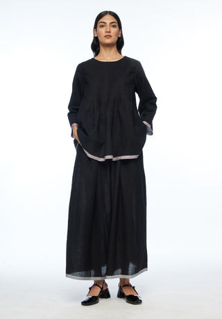 Damascena black pleated top and pants