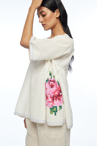 Carolinae ivory round neck top and pants