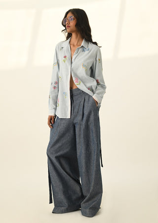 Glabrifolia blue cross stitch shirt and pants