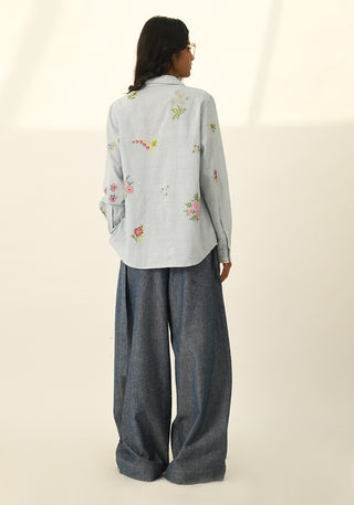 Glabrifolia blue cross stitch shirt and pants