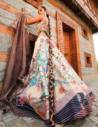 Purple Paithani Silk Lehenga Set by Aditi Gupta available on Indiaspopup.com