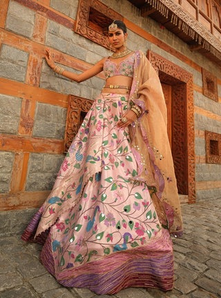 Pink Paithani Silk Lehenga Set by Aditi Gupta available on Indiaspopup.com