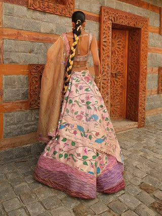 Pink Paithani Silk Lehenga Set by Aditi Gupta available on Indiaspopup.com