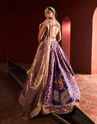 Purple Kani Silk Lehenga Set by Aditi Gupta available on Indiaspopup.com