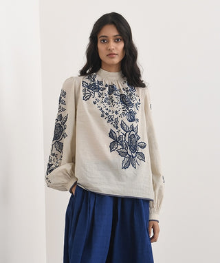 Avezanno beige embroidered top