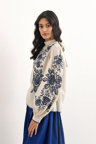 Avezanno Beige Embroidered Top by Payal Pratap available on Indiaspopup.com