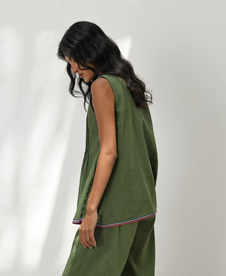 Molfetta Olive Green Pin-Tuck Top by Payal Pratap available on Indiaspopup.com