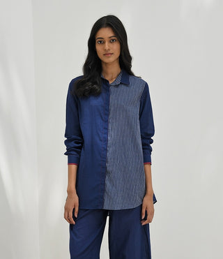 Damania Navy Button Down Shirt by Payal Pratap available on Indiaspopup.com