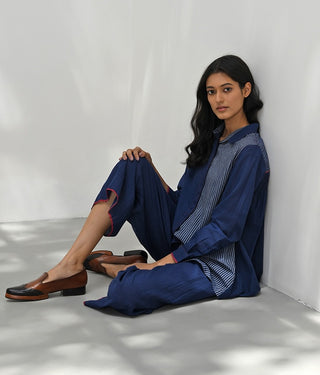 Damania Navy Button Down Shirt by Payal Pratap available on Indiaspopup.com