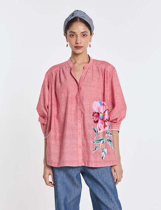 Cotton scabiosa embroidered shirt