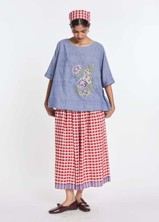 Azurea red elasticated skirt