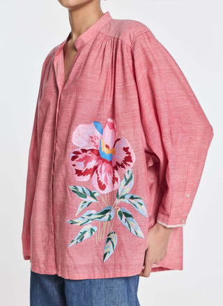 Cotton scabiosa embroidered shirt