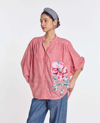 Cotton scabiosa embroidered shirt