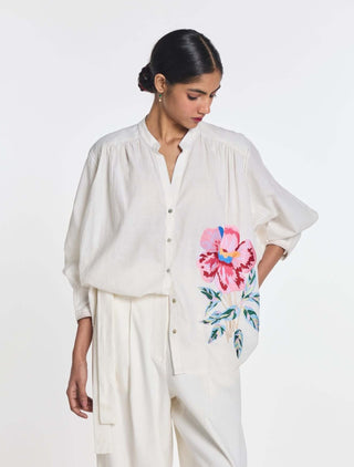 Cotton clover embroidered shirt