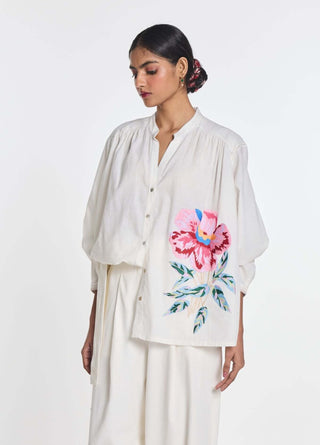 Cotton clover embroidered shirt