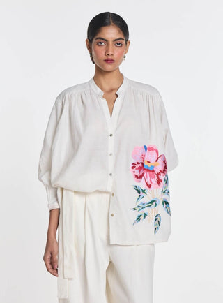 Cotton clover embroidered shirt