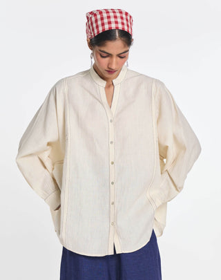 Ivory cotton linen valerian oversized shirt