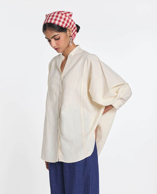 Ivory cotton linen valerian oversized shirt