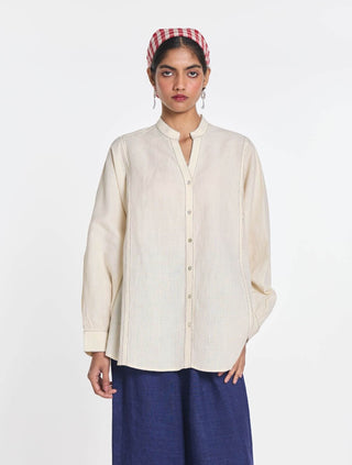 Ivory cotton linen valerian oversized shirt