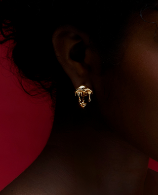 Gold shroom stud earrings