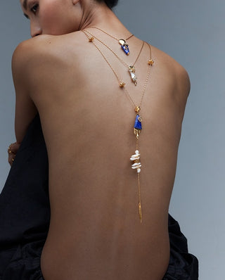 Gold lazuli sculpt layered necklace