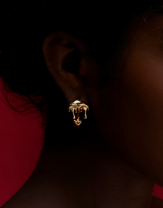 Gold shroom stud earrings