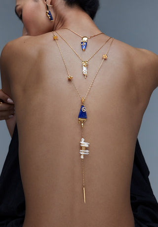 Gold lazuli sculpt layered necklace