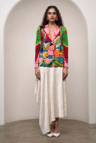 Sorel blazer with asymmetrical dress