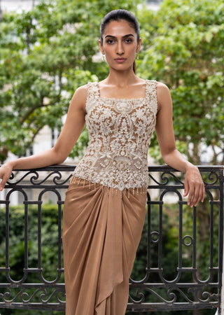 Genevieve gold corset and dhoti set
