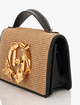 Black jute midi disco bag