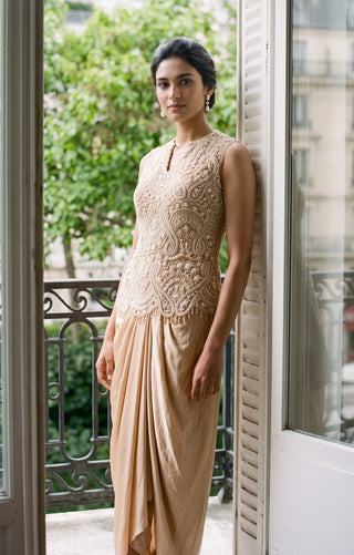 Elara gold top and dhoti set