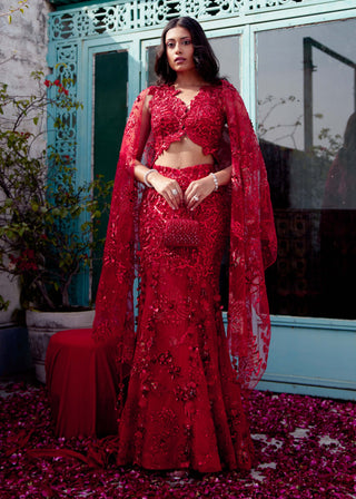 Syrah red lehenga set