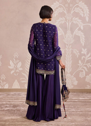 Purple organza kurta and sharara set