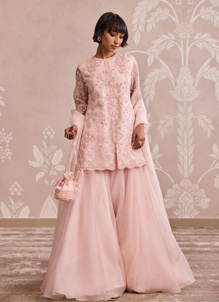 Powder pink organza kurta and sharara set