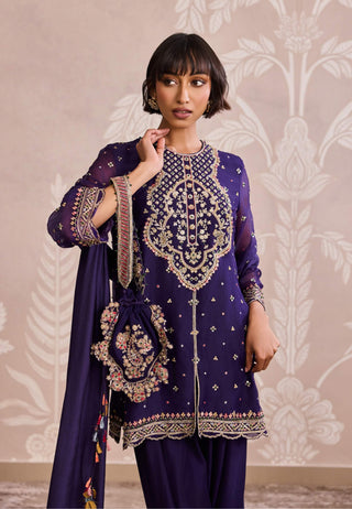 Purple organza kurta and sharara set