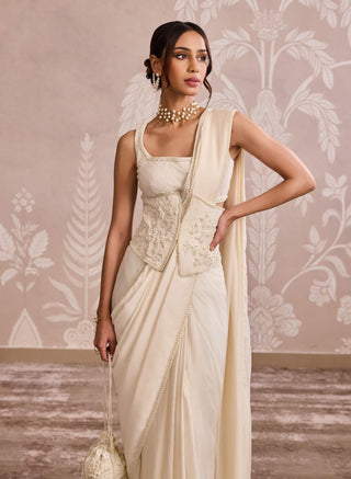 Ivory georgette sari set