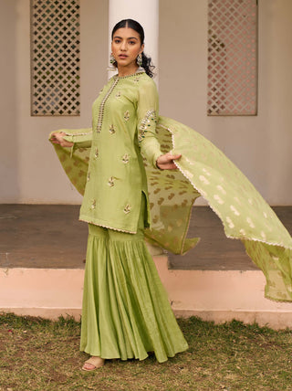 Chhavvi Aggarwal-Green Tissue Sharara Set-INDIASPOPUP.COM