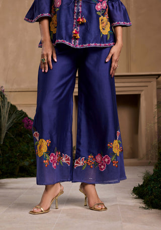 Coalt Blue Floral Shirt And Pants by Chandrima available on Indiaspopup