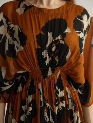 Rust And Black Floral Kaftan Dress by Koai available on Indiaspopup