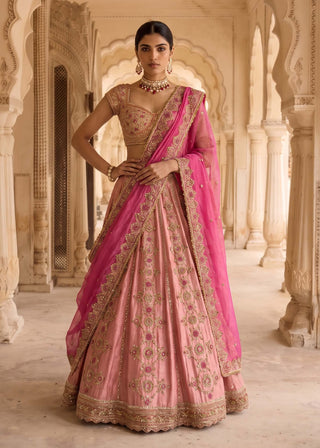 Gulab jadau pink lehenga set