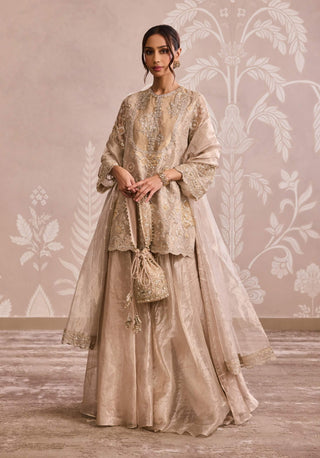 Water gold tissue kurta and sharara set