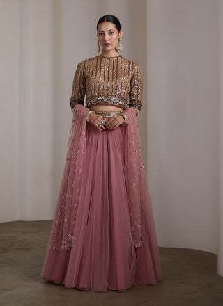 Mauve sequin embroidered lehenga set