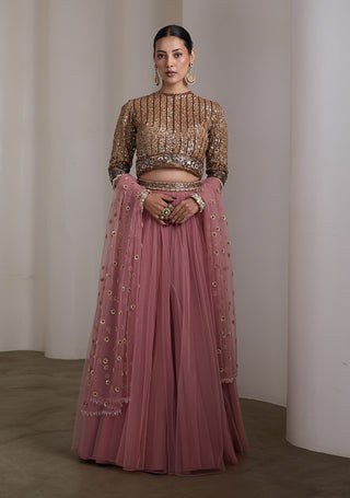 Mauve sequin embroidered lehenga set