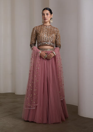 Mauve sequin embroidered lehenga set