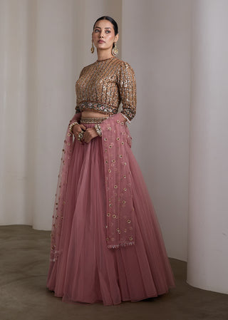 Mauve sequin embroidered lehenga set