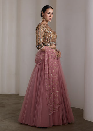 Mauve sequin embroidered lehenga set