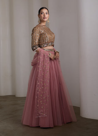 Mauve sequin embroidered lehenga set
