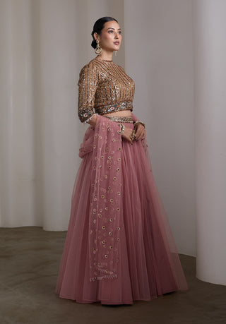 Mauve sequin embroidered lehenga set