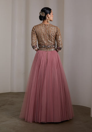 Mauve sequin embroidered lehenga set