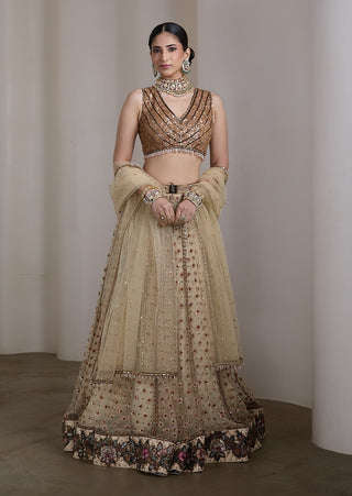 Ivory gold sequin embroidered lehenga set